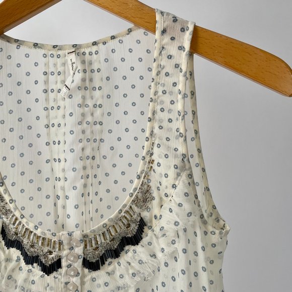 Willow & Clay Flowy Lightweight Tank Top Boho Beading Floral, Size M - Picture 3 of 10